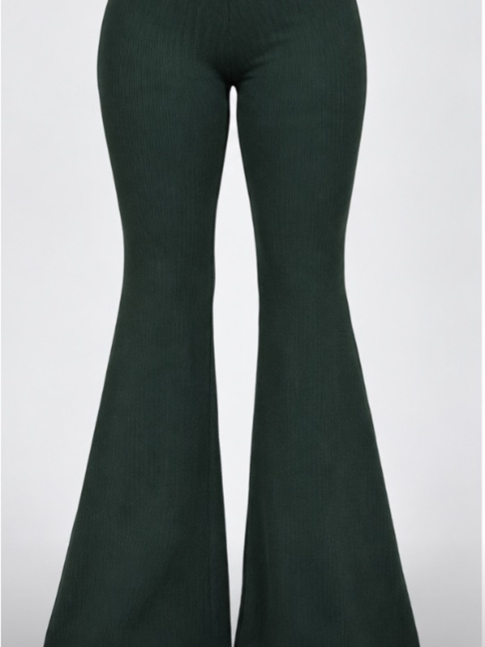 Fashion Nova Army Green Ribbed High-Waist Flare Jeans